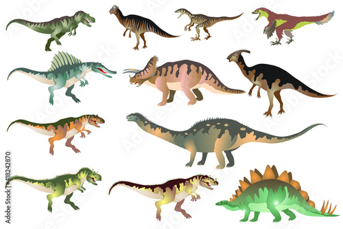Dinosaurs Set    jurassic reptiles  animal - Vecor