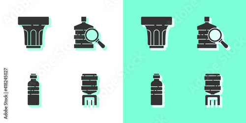 Set Water cooler, Glass with water, Bottle of and Big bottle clean icon. Vector.