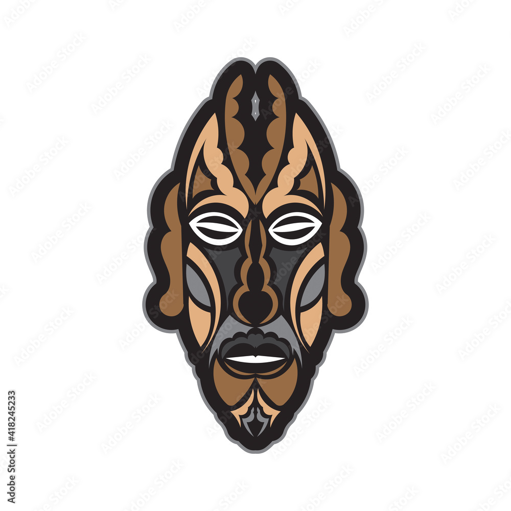 Maori or Samoan style mask. Polynesian style tiki. Good for a tattoo. Isolated. Vector Maori or Samoan style mask. Polynesian style tiki. Good for a tattoo. Isolated. Vector