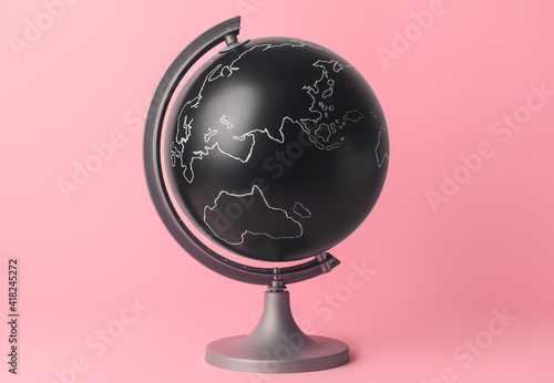 Modern globe on color backg...