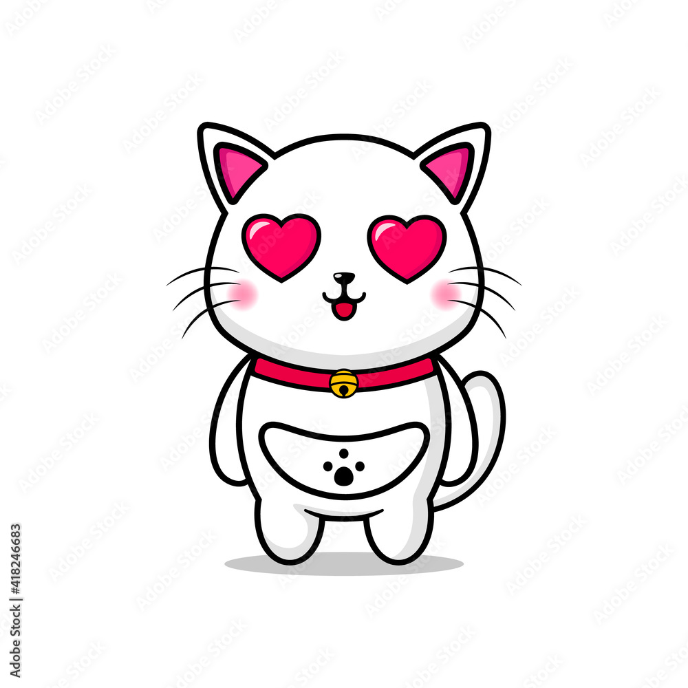 cute cat design mascot with love gaze kawaii