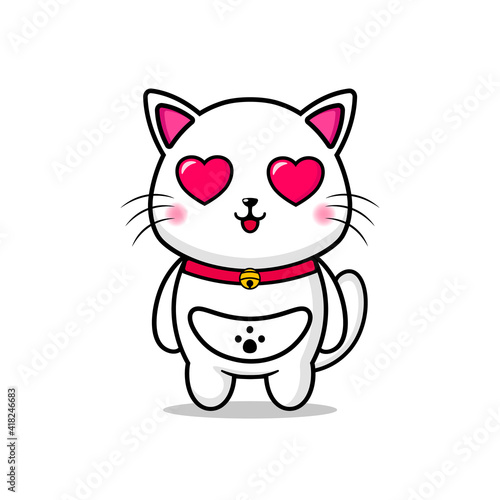 cute cat design mascot with love gaze kawaii © hiskia 