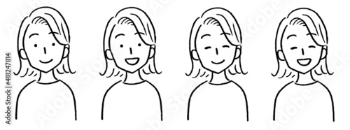 女性 バストアップ 顔バリエーション 笑顔