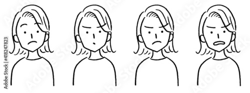 女性 バストアップ 顔バリエーション 怒る