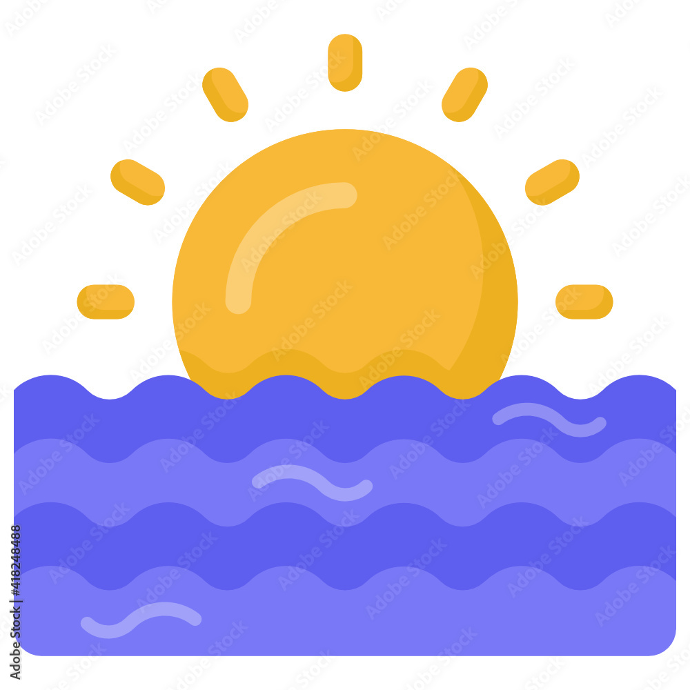 

Sun and water denoting flat icon of sunset


