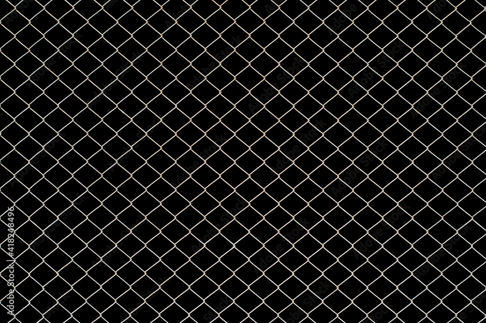 Wire mesh fence texture isolated on black background with clipping path Wire mesh fence texture isolated on black background with clipping path