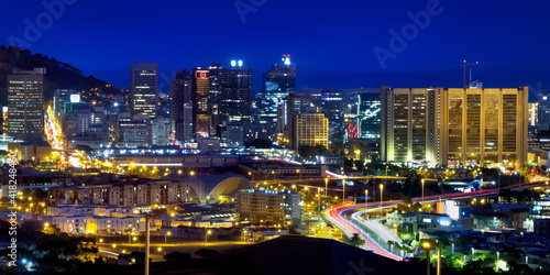 Hi resolution blue hour capture of downtown Cape Town central business district skyline