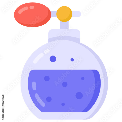 
Spray bottle in flat style denoting fragrance 

