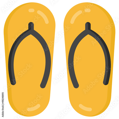 
Flip flops flat design icon, foot accessory

