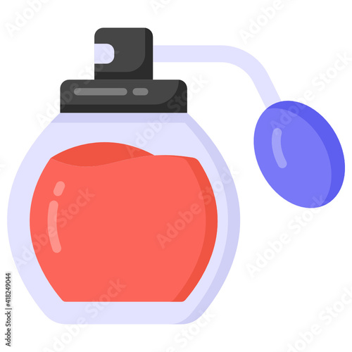 
Spray bottle in flat style denoting perfume 

