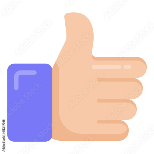 
Thumbs up denoting flat icon of like 

