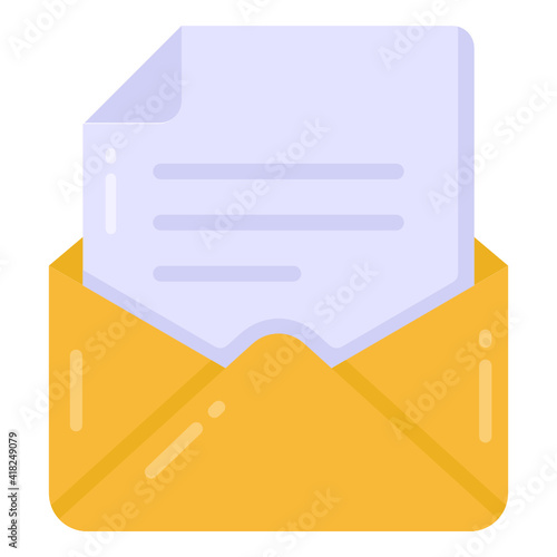 
Document inside envelope denoting flat icon of email 

