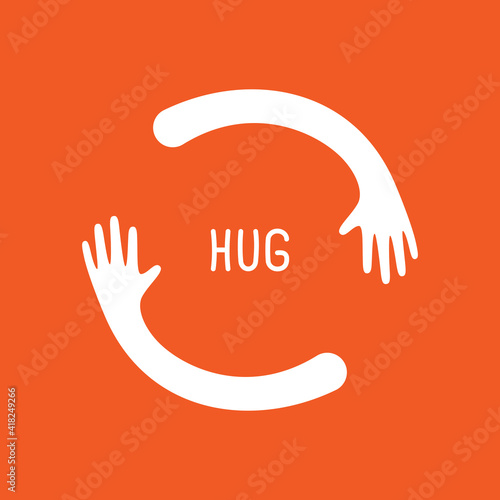 Hands hugs in circle shape vector illustration