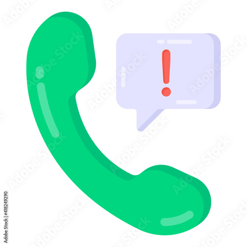
Receiver with bubble denoting flat icon of call alert 

