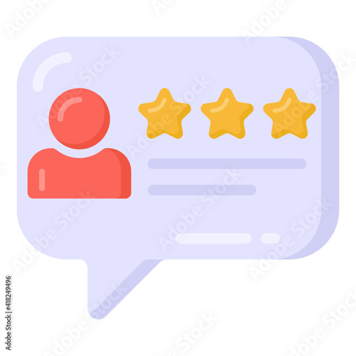 
Person with stars denoting flat icon of reviews 

