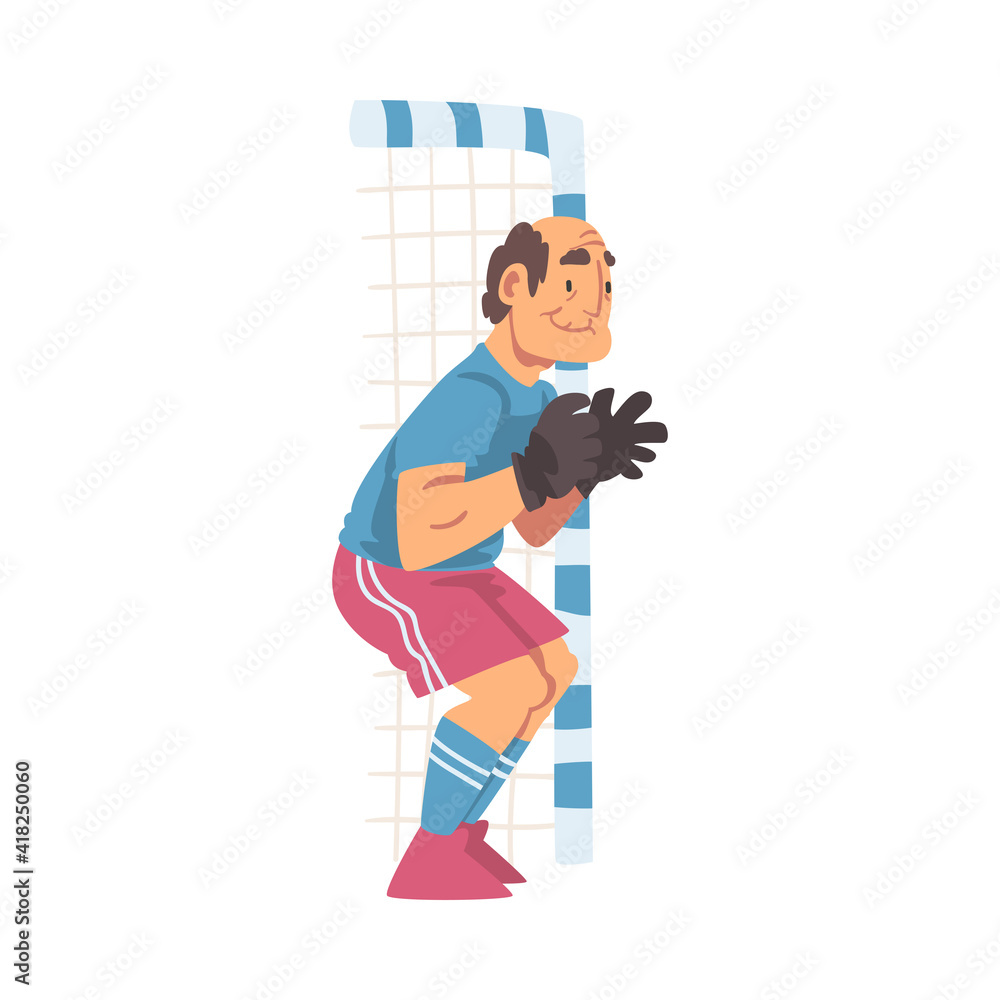 Grandpa Standing at Goalposts Playing Football Vector Illustration Grandpa Standing at Goalposts Playing Football Vector Illustration