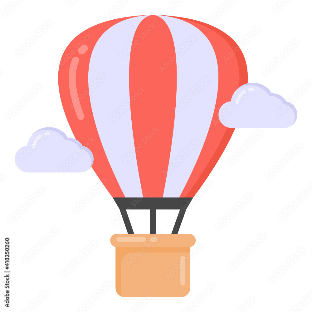 Obraz premium Hot air balloon delivery vector, flat icon of aircraft