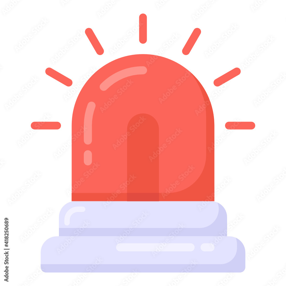 Siren in flat style icon, emergency alarm
Siren in flat style icon, emergency alarm