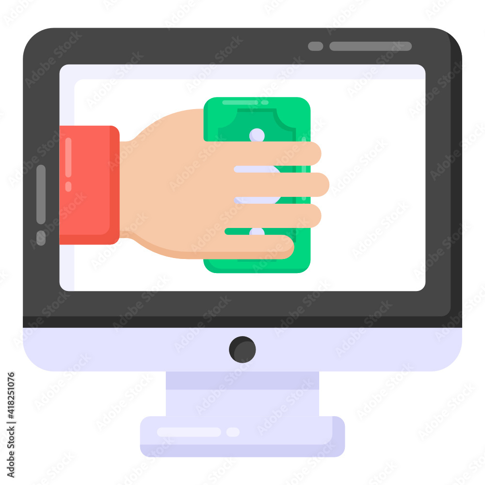 Hand with banknote denoting flat icon of money hacker
Hand with banknote denoting flat icon of money hacker