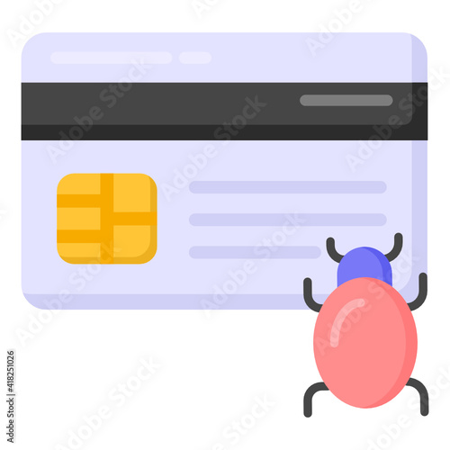 
Card virus in flat style icon, editable vector 

