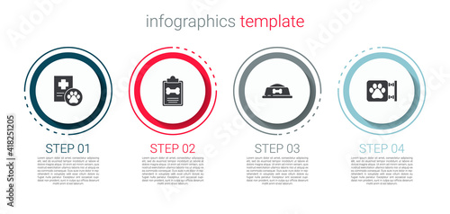 Set Clinical record pet, , Pet food bowl and Veterinary clinic. Business infographic template. Vector.