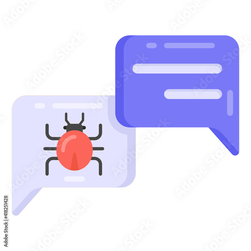 
Bug with bubbles denoting flat icon of chat virus 

