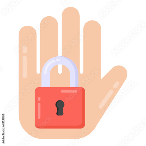 
Hand lock in flat style icon, editable vector  

