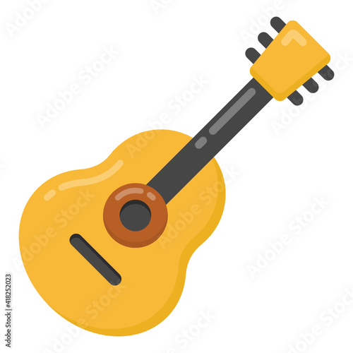 
A guitar, musical instrument icon in flat design 

