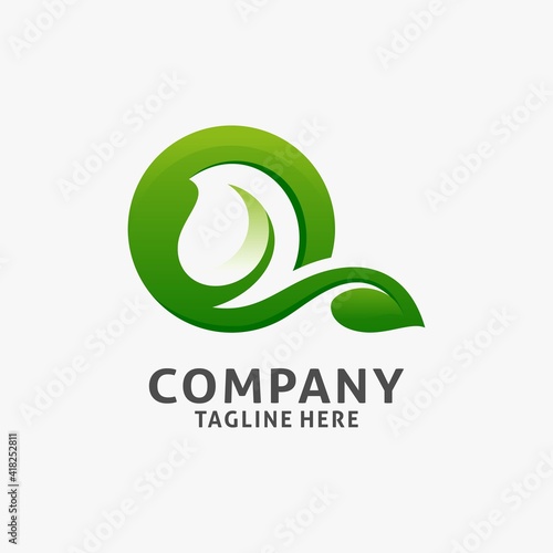 Letter Q leaf logo design