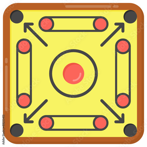 
Carrom board flat style icon, indoor game

