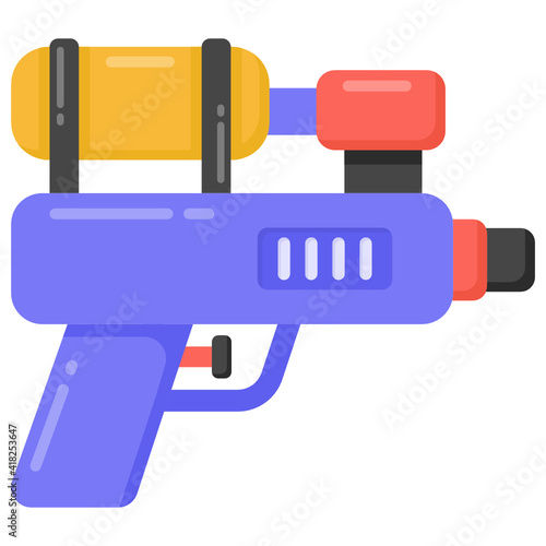  Toy gun in flat style icon, kids accessory