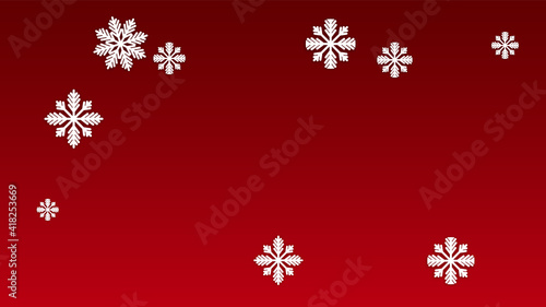 Christmas  Vector Background with Falling Snowflakes. Isolated on Red Background. Realistic Snow Sparkle Pattern. Snowfall Overlay Print. Winter Sky. Papercut Snowflakes.