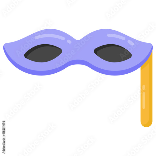 
An eye prop or masquerade in flat icon

