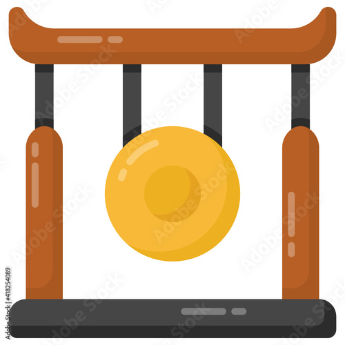 
A chinese gong icon in flat style

