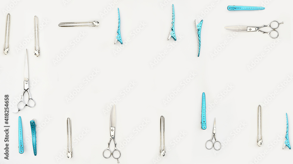 Set of professional hairdresser tools isolated on white background Set of professional hairdresser tools isolated on white background
