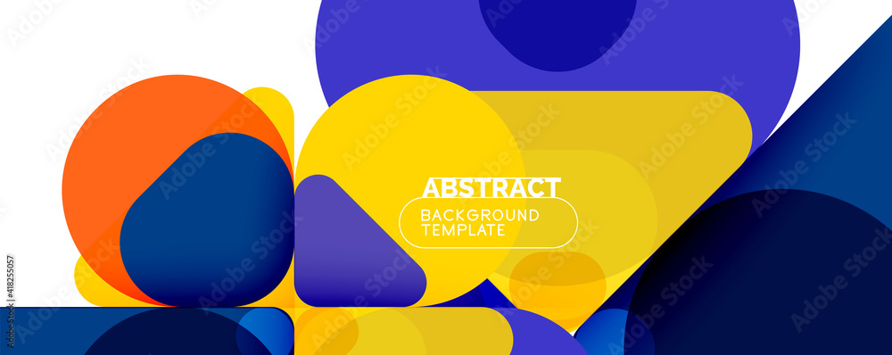 Flat geometric round shapes and dynamic lines, abstract background. Vector illustration for placards, brochures, posters and banners Flat geometric round shapes and dynamic lines, abstract background. Vector illustration for placards, brochures, posters and banners