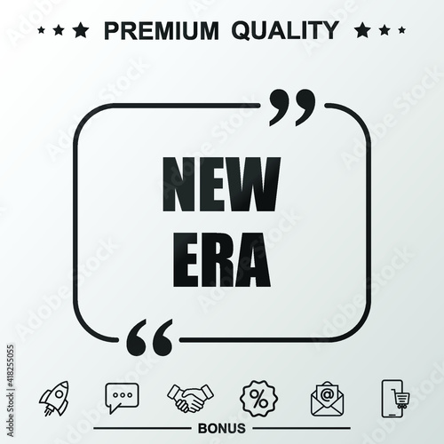 New era writing icon. Text inside quote symbol