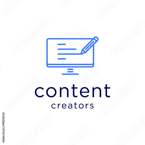content creator logo vector modern simple combination design concepts
