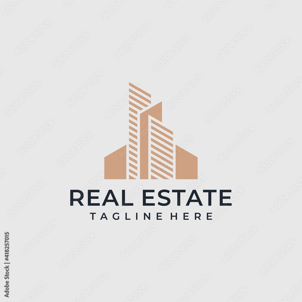 Real estate building logo and business card vector design inspiration template