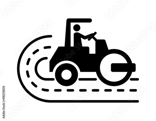 Paved road icon - paver and asphalt surface