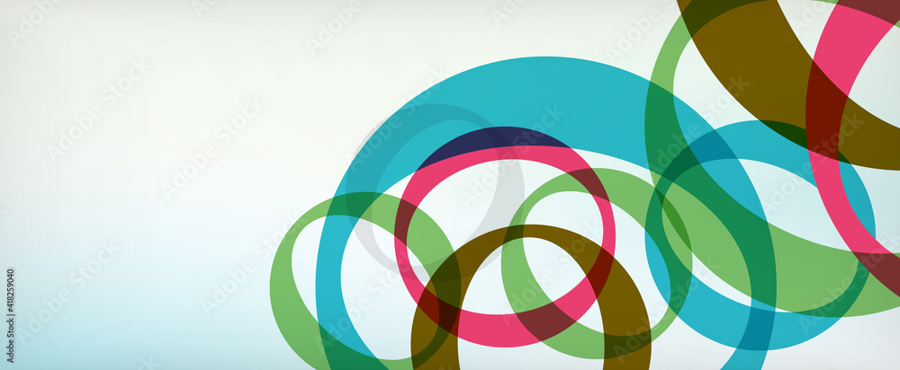 Obraz premium Ring geometric shapes, o letter repetition wallpaper. Abstract background for business or technology presentations, internet posters or web brochure covers