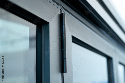 fragment aluminum folding door. photo with a copy-space.