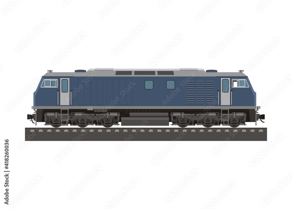 Double cabin electric diesel locomotive. Simple flat illustration. Double cabin electric diesel locomotive. Simple flat illustration.