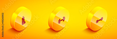 Set Isometric Fitness shaker, Dumbbell and icon. Vector.