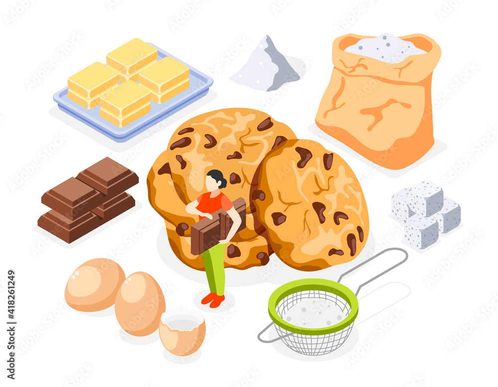 Bakery Isometric Icons Bakery Isometric Icons