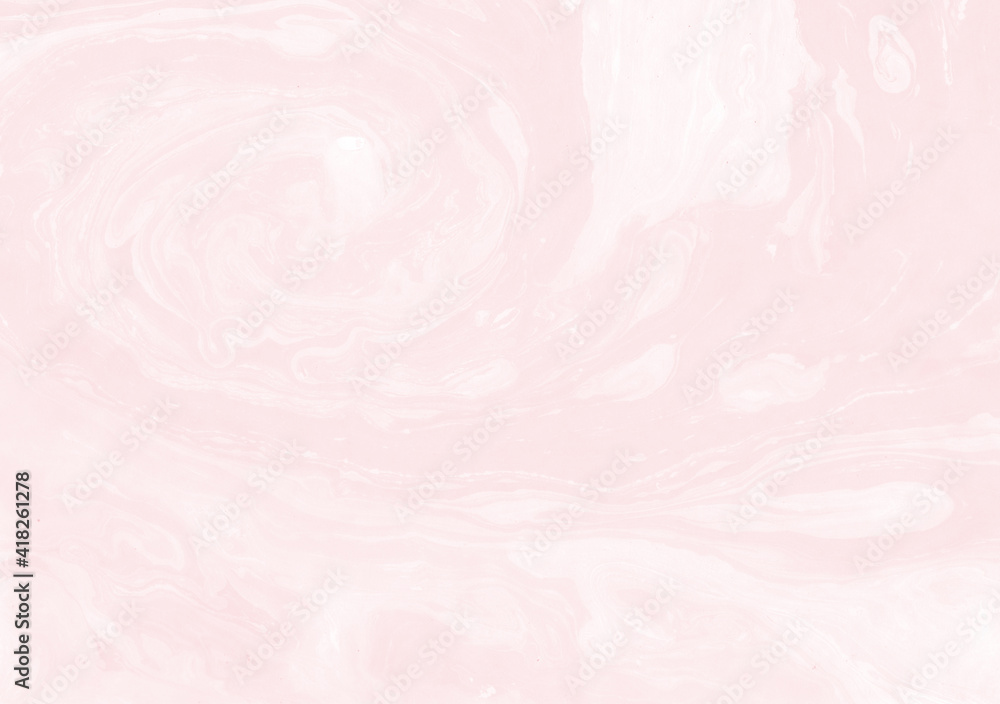Fototapeta premium Abstract artsy backdrop. Decorative glamour pink acrylic marble texture. Glam theme, festive brand, creative poster. Marbling background. Liquid ink on wet surface. Light rose marbled paper.