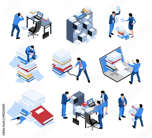 Isometric Unorganized Office Icons