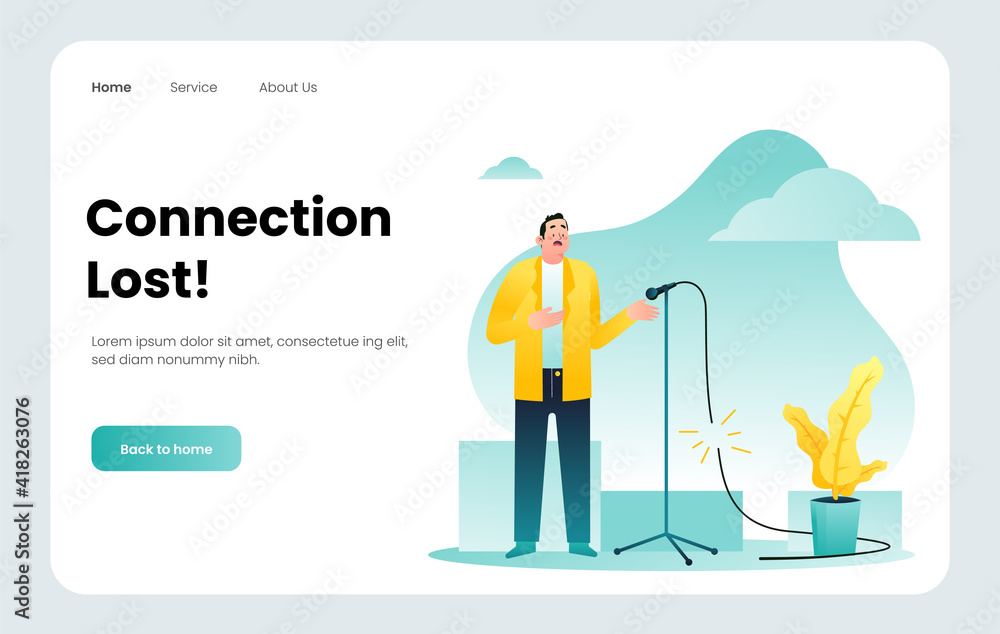 Modern flat design illustration of Connection Lost, for error state website and mobile website