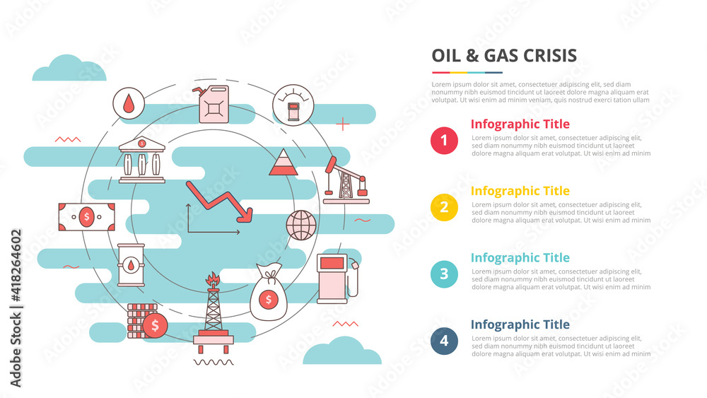 oil and gas industry crisis concept for infographic template banner with four point list information