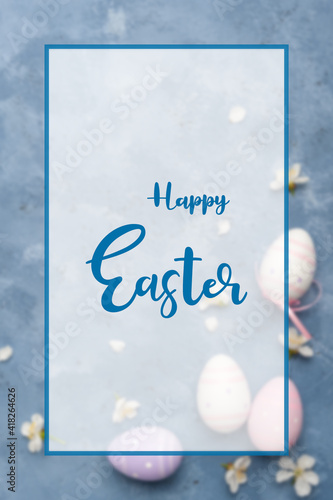 Happy Easter eggs on holiday card © firewings